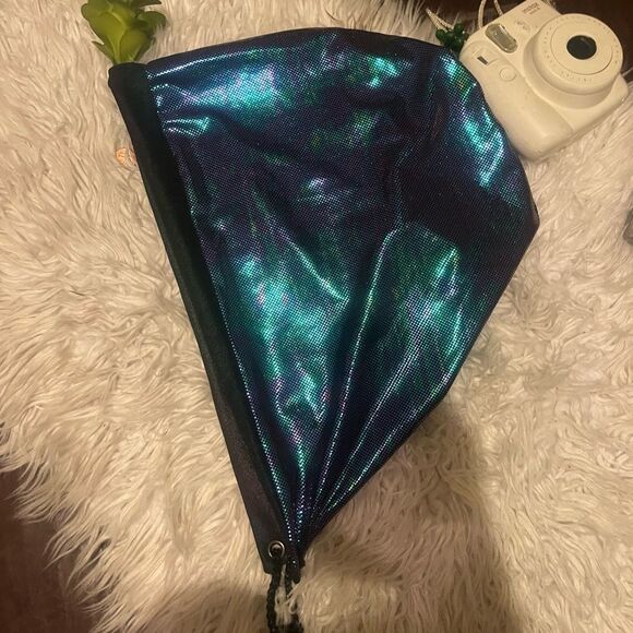 Reversible Black & Blue Holographic Rave Hood - Picture 5 of 8